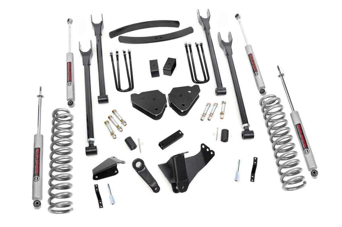 Rough Country 6 Inch Lift Kit Gas 4-Link No OVLDS Ford F-250/F-350 Super Duty (05-07)