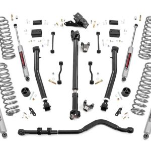 Rough Country 3.5 Inch Lift Kit Adj Lower FR D/S Jeep Wrangler Unlimited 4WD (18-23)