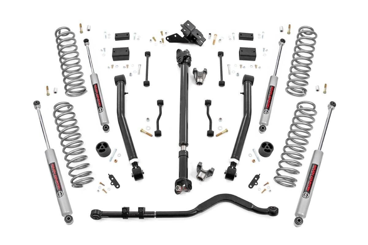 Rough Country 3.5 Inch Lift Kit Adj Lower FR D/S Jeep Wrangler Unlimited 4WD (24-26)
