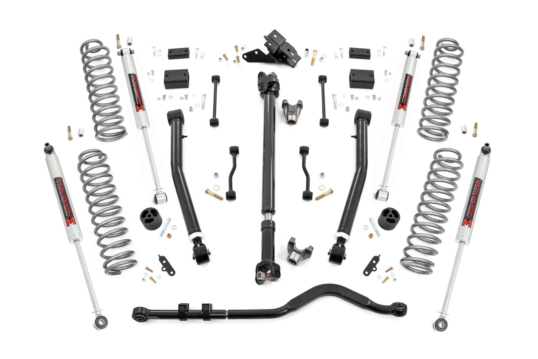 Rough Country 3.5 Inch Lift Kit Adj LCA FR D/S M1 Jeep Wrangler JL 4WD (2024-2026)