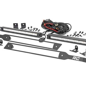 Rough Country LED Light Kit Grille Mount 10″ Chrome Slimline Pair Chevy Silverado 1500 (19-22)