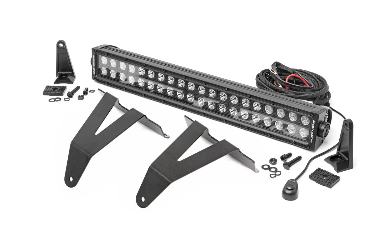 Rough Country LED Light Kit Bumper Mount 20″ Black Dual Row Ram 1500 2WD/4WD (19-24)