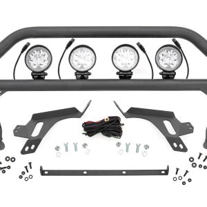 Rough Country Nudge Bar w/ Tow Hooks 4 Inch Round Led (x4) Ford Bronco Sport (21-24)