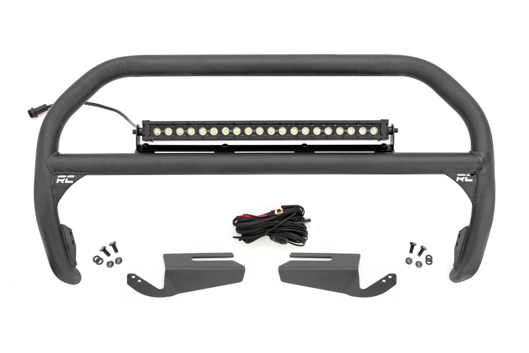 Rough Country Nudge Bar 20 Inch BLK DRL Single Row LED OE Modular Steel Ford Bronco (21-26)