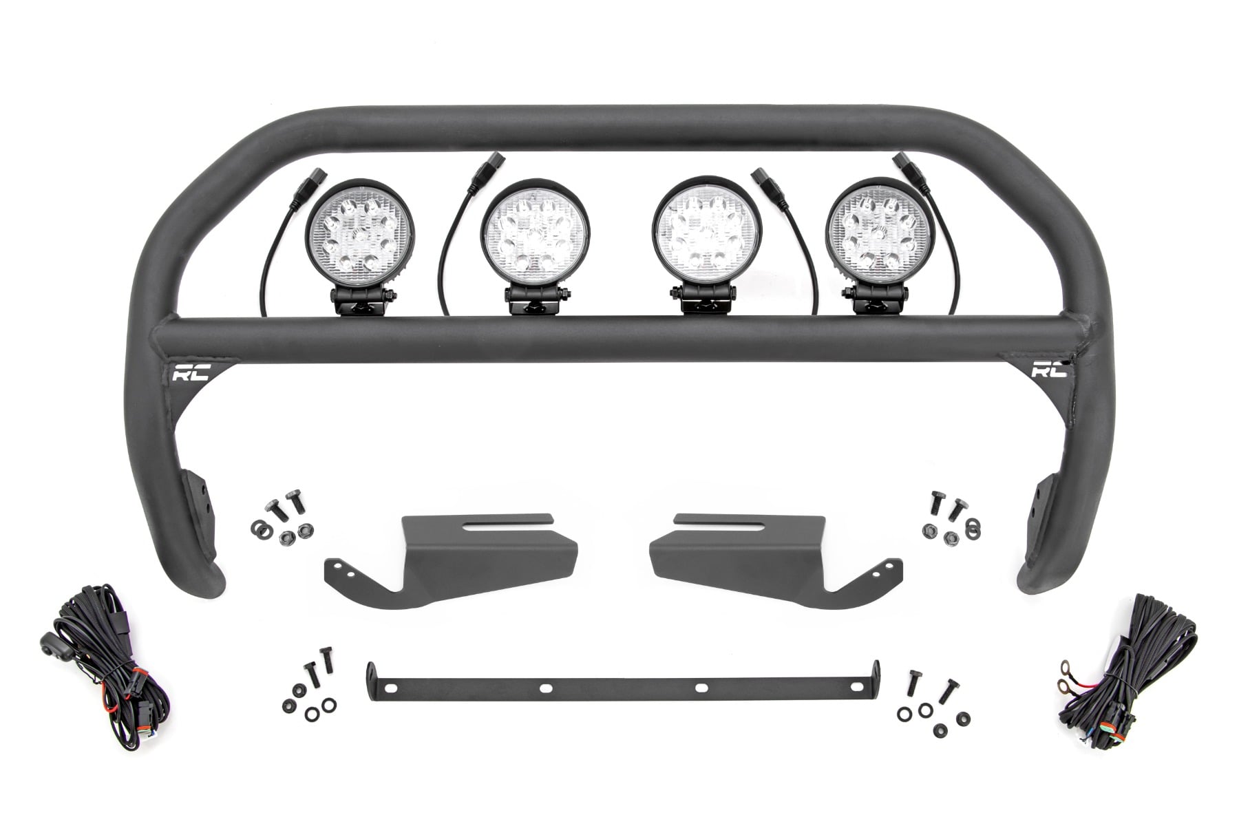 Rough Country Nudge Bar 4 Inch Round Led (x4) OE Modular Steel Ford Bronco 4WD (21-26)