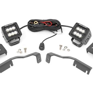 Rough Country LED Light Kit Ditch Mount 2″ Black Pair Flood Nissan Frontier (22-26)