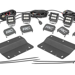 Rough Country LED Light Kit Fog Mount Triple 2″ Black Pair Flood Ford Bronco (21-26)
