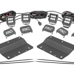 Rough Country LED Light Kit Fog Mount Triple 2″ Black Pair Spot Ford Bronco (21-26)