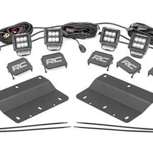 Rough Country LED Light Kit Fog Mount Triple 2″ Black Pair Spot/Flood Ford Bronco (21-26)