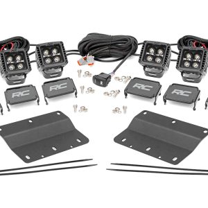 Rough Country LED Light Kit Fog Mount Triple 2″ Black Pair White DRL Ford Bronco (21-26)