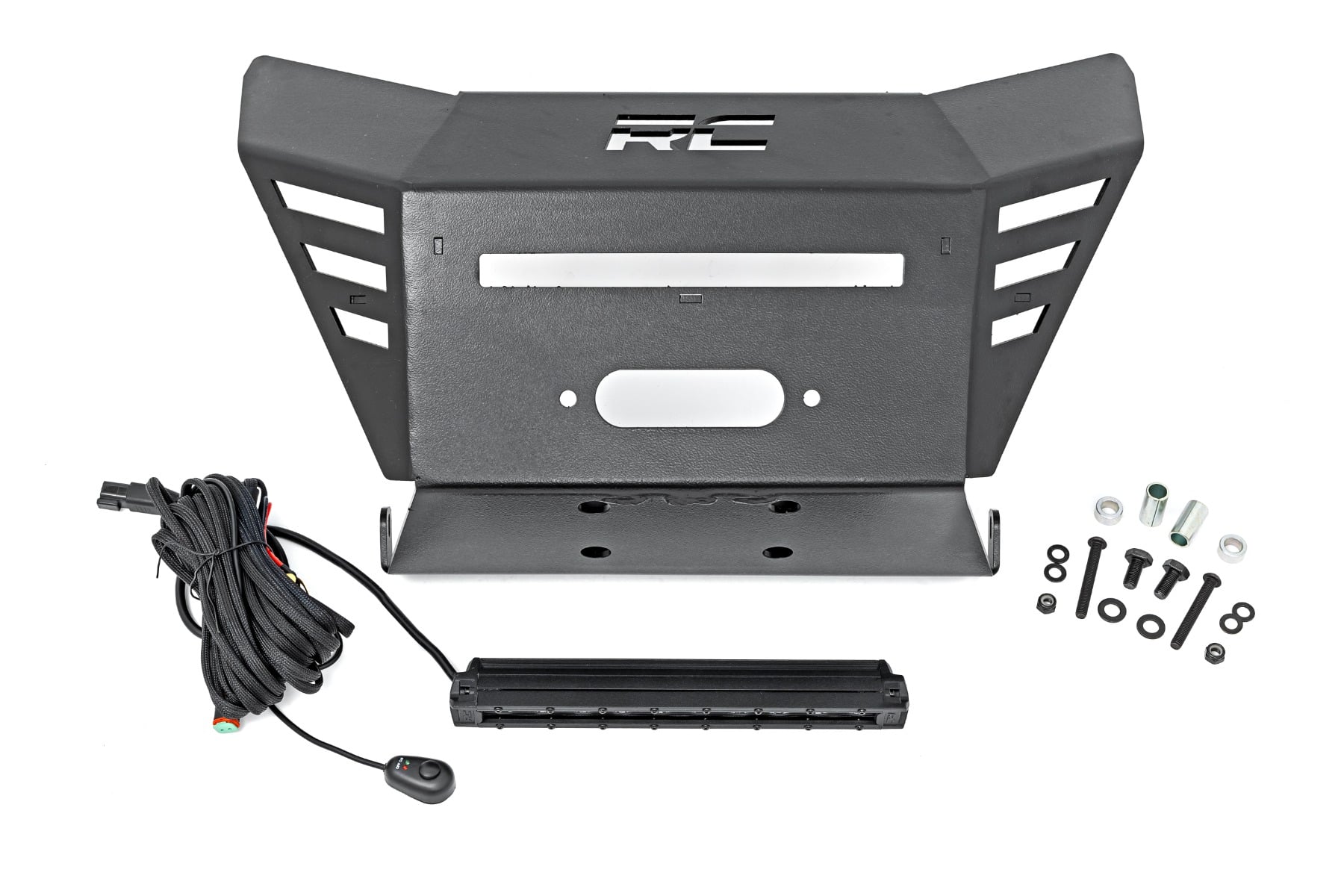 Rough Country Winch Plate 10″ Black Slimline Honda Pioneer 520