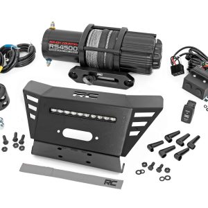 Rough Country Winch Plate 4500-LB Winch 10″ Black Slimline Honda Pioneer 520