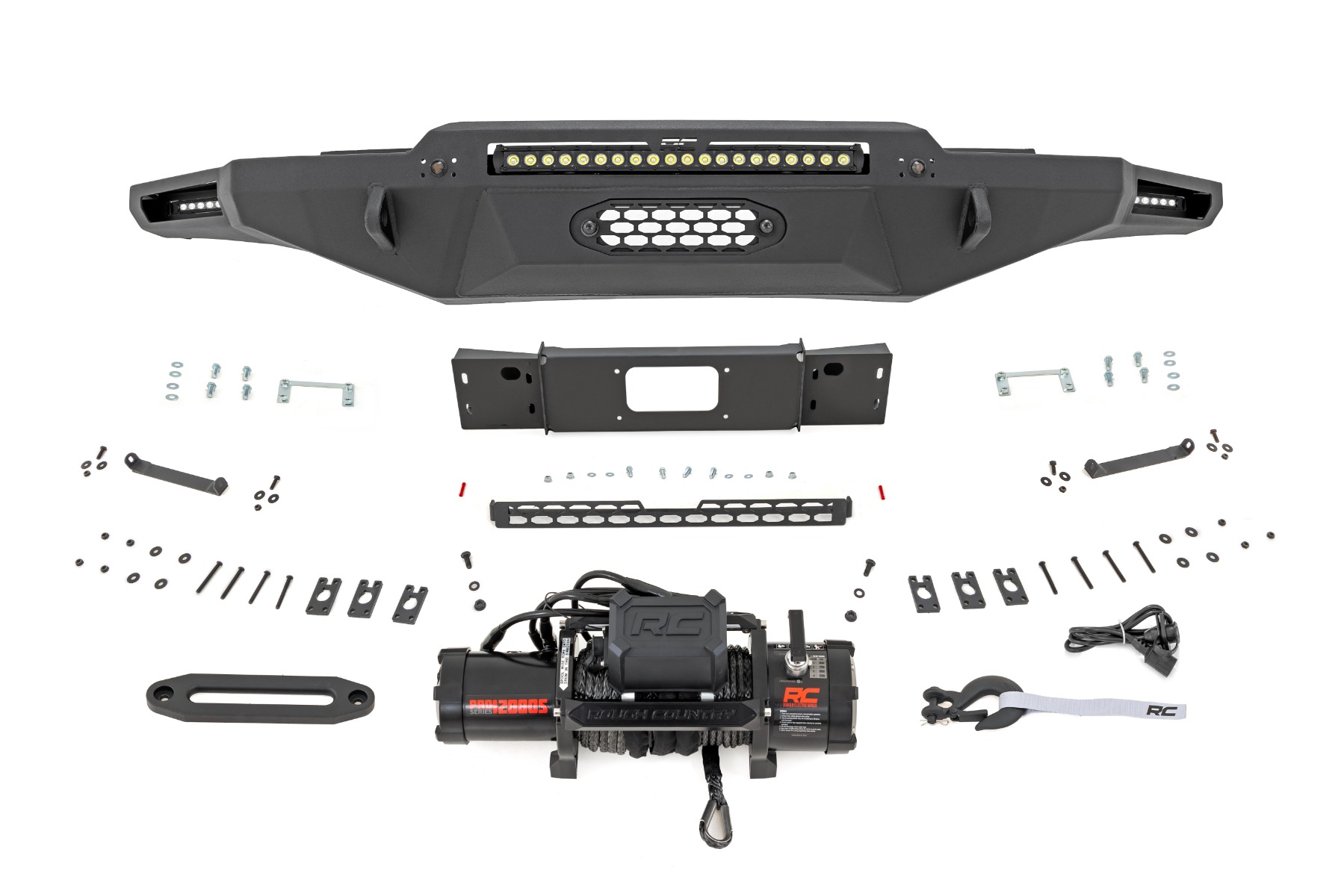 Rough Country Hybrid Front Bumper 12000S Blk LED Toyota Tundra 2WD/4WD (2022-2026)