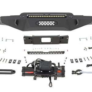 Rough Country Hybrid Front Bumper 12000S Blk LED w/ White DRL Toyota Tundra (22-26)