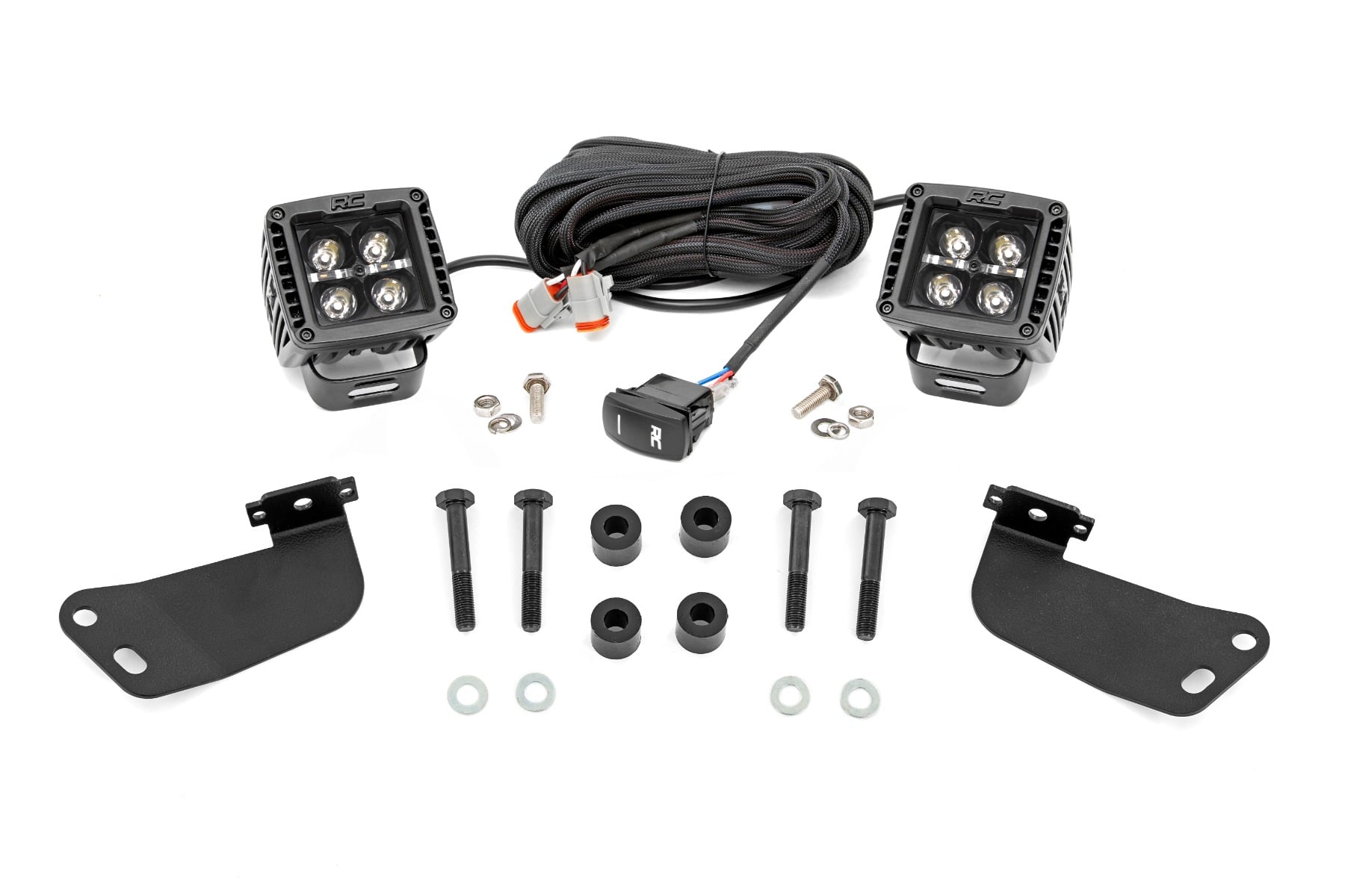 Rough Country LED Light Kit Front Mount 2″ Black Pair Amber DRL Segway 570 F