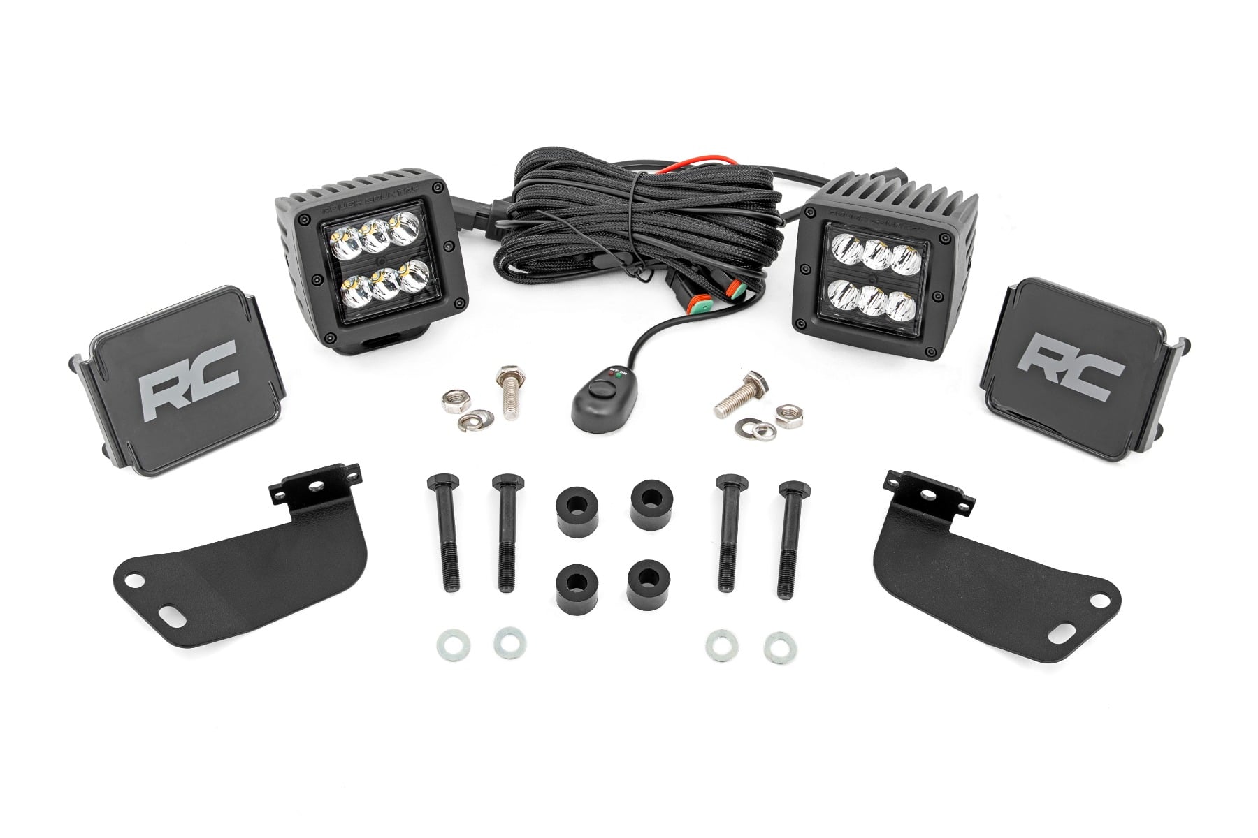Rough Country LED Light Kit Front Mount 2″ Black Pair Segway 570 F