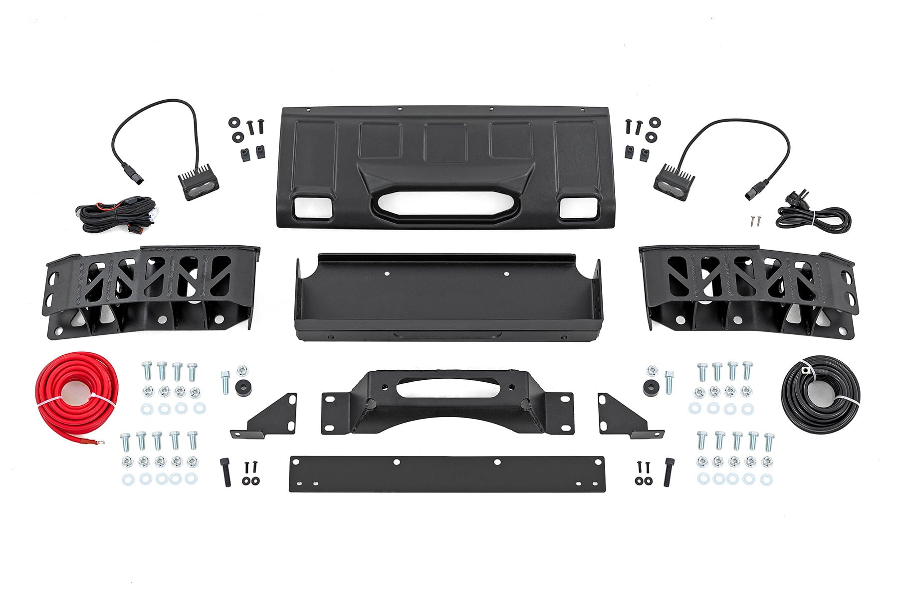 Rough Country FXS Hidden Winch Mount White SAE Fog Toyota Land Cruiser 4WD (24-26)