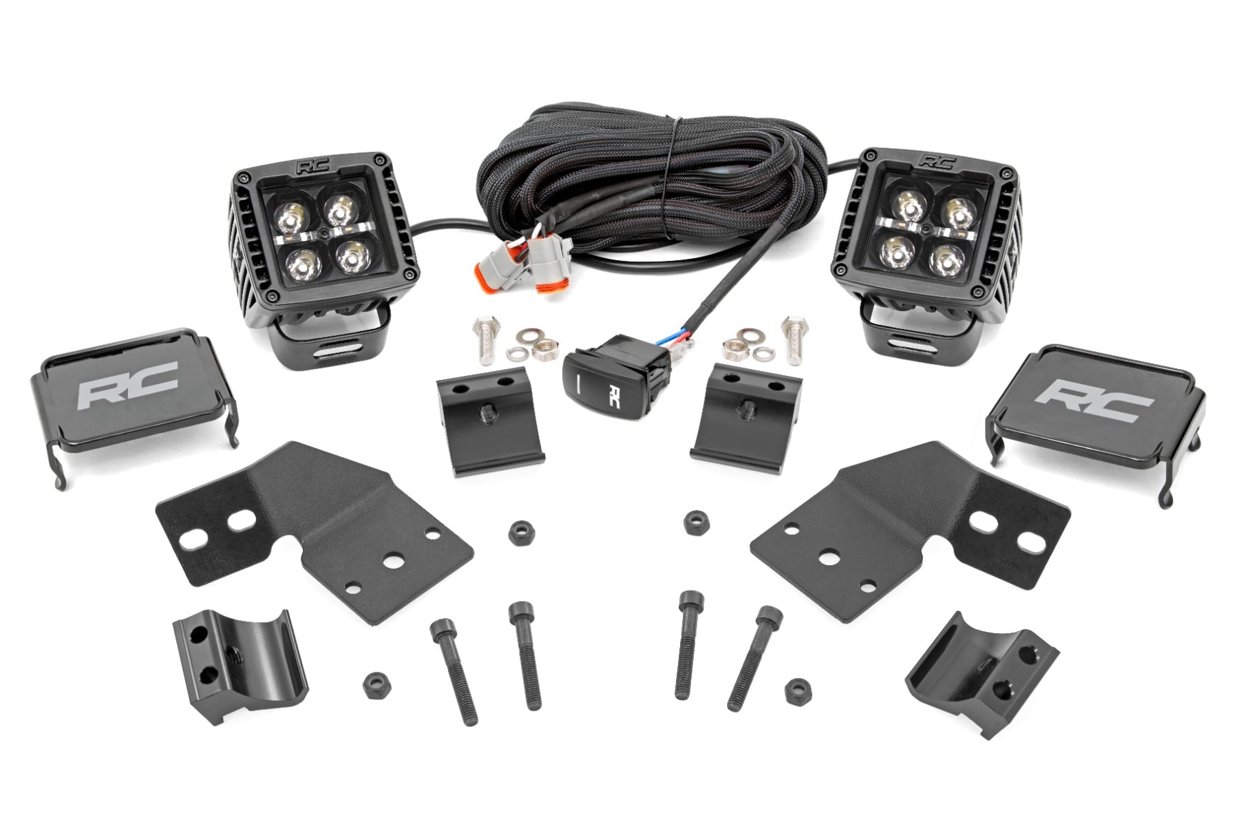 Rough Country LED Light Kit Front Mount 2″ Black Pair White DRL Polaris XPEDITION XP 5