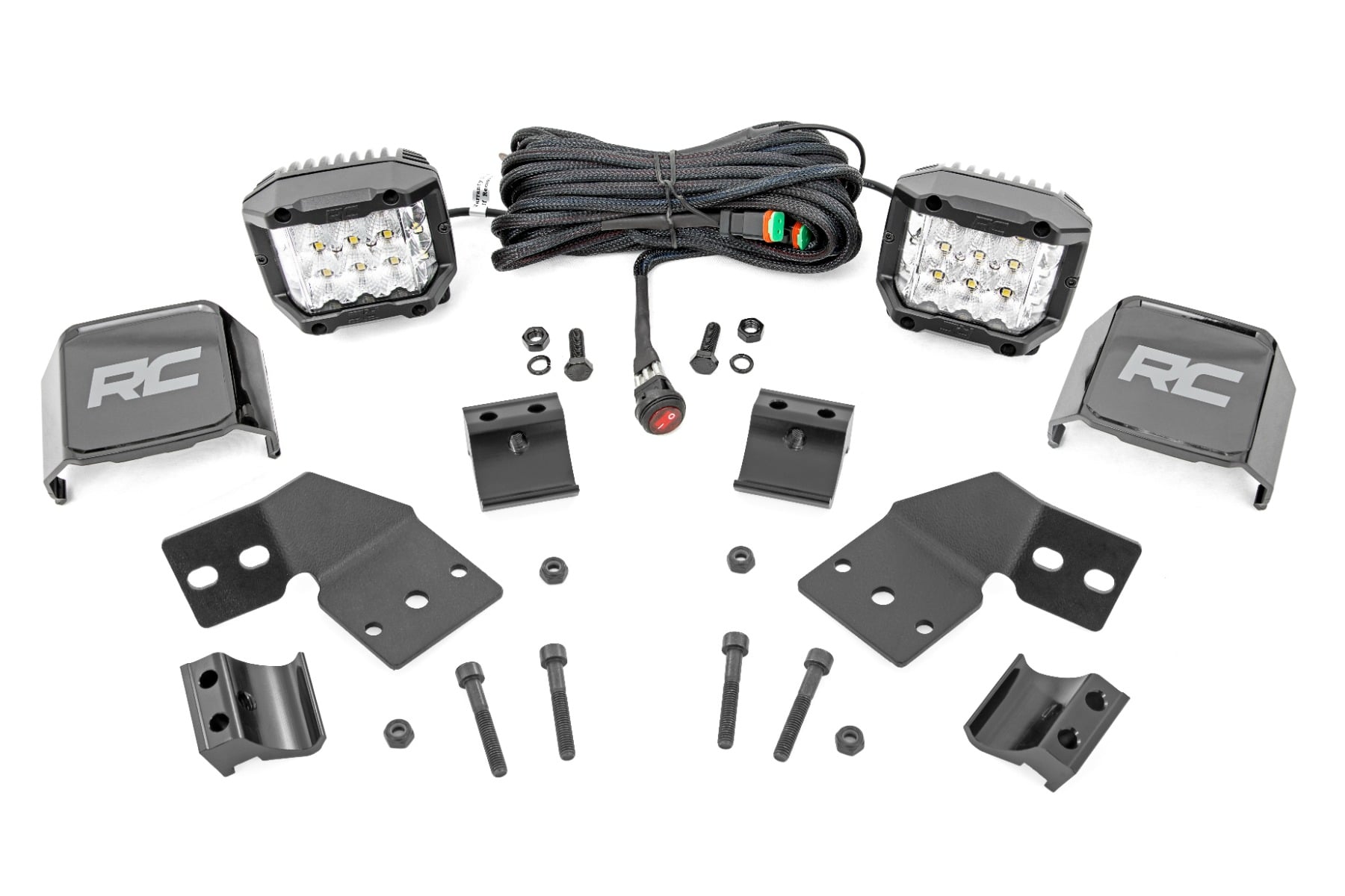 Rough Country LED Light Kit Front Mount 3″ Chrome Pair Wide Angle Polaris XPEDITION ADV 5
