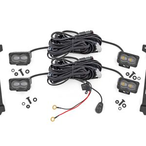 Rough Country LED Fog Light Kit 3x1.75 Inch Black Series Slim Aux Yellow Toyota Tacoma (24-26)