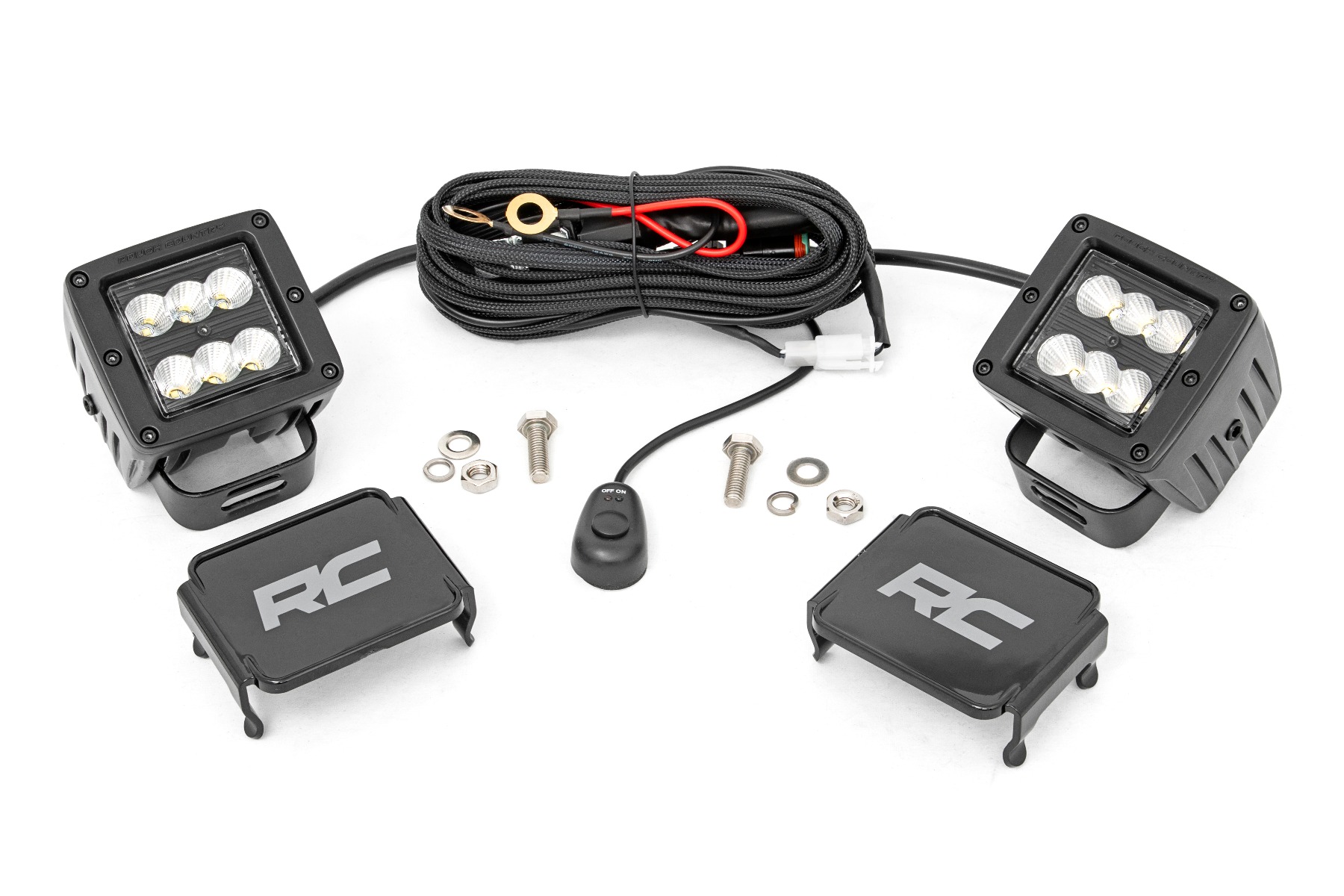 Rough Country 2 Inch Black Series LED Light Pods Pair Flood