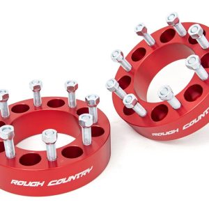 Rough Country 2 Inch Wheel Spacers 8x6.5 Red Multiple Makes & Models (Chevy/GMC/Ram)