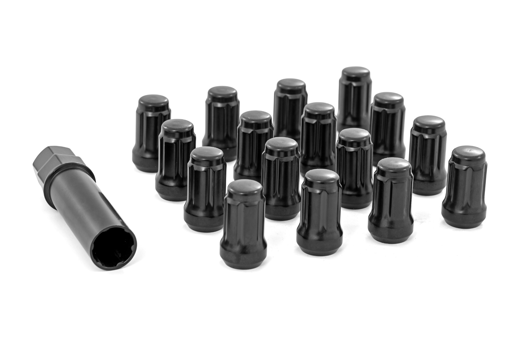Rough Country Lug Nut Set M10x1.25 16 Qty Splined Black