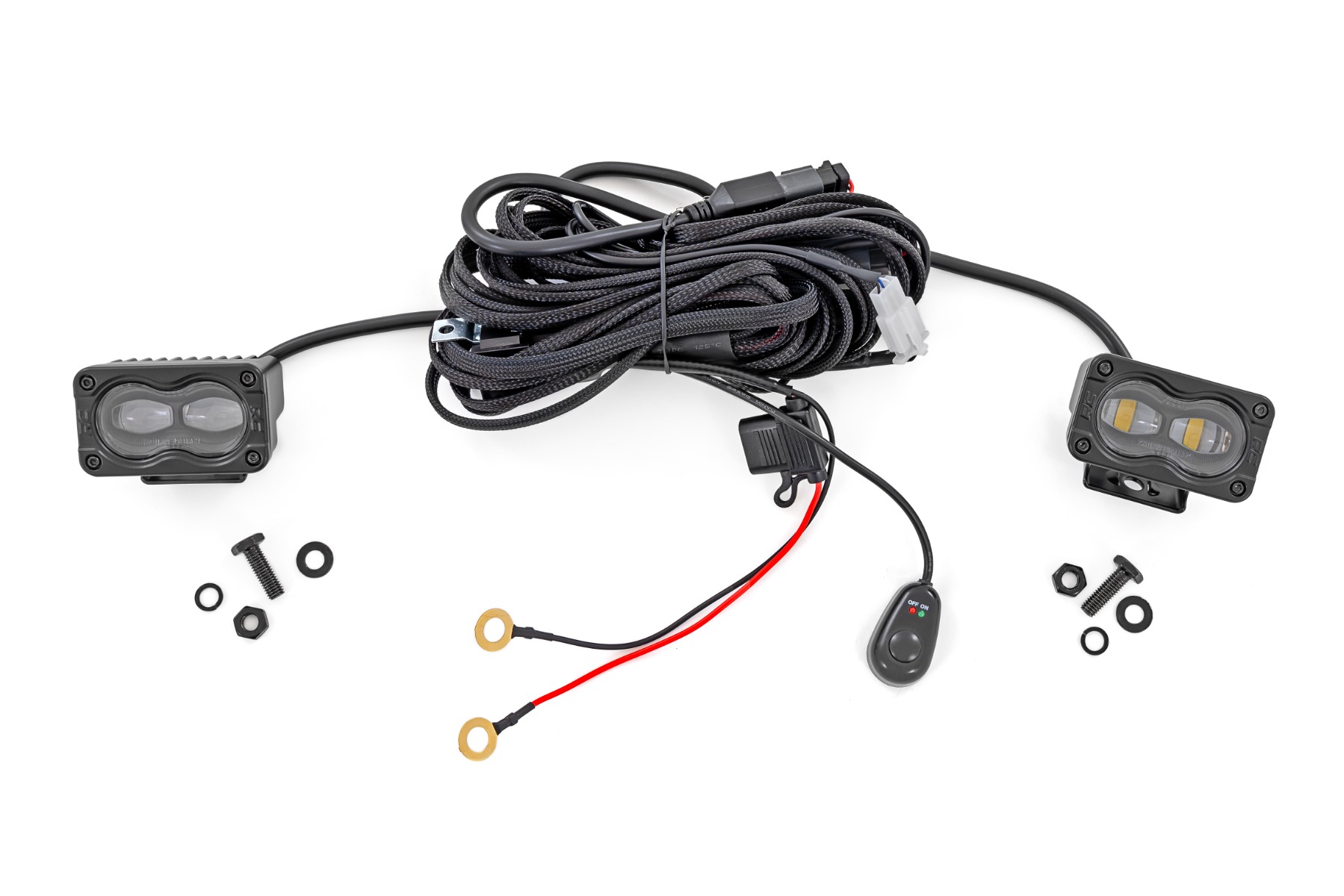 Rough Country 3x1.75 Inch Black Series LED Slim Aux SAE Fog Pair