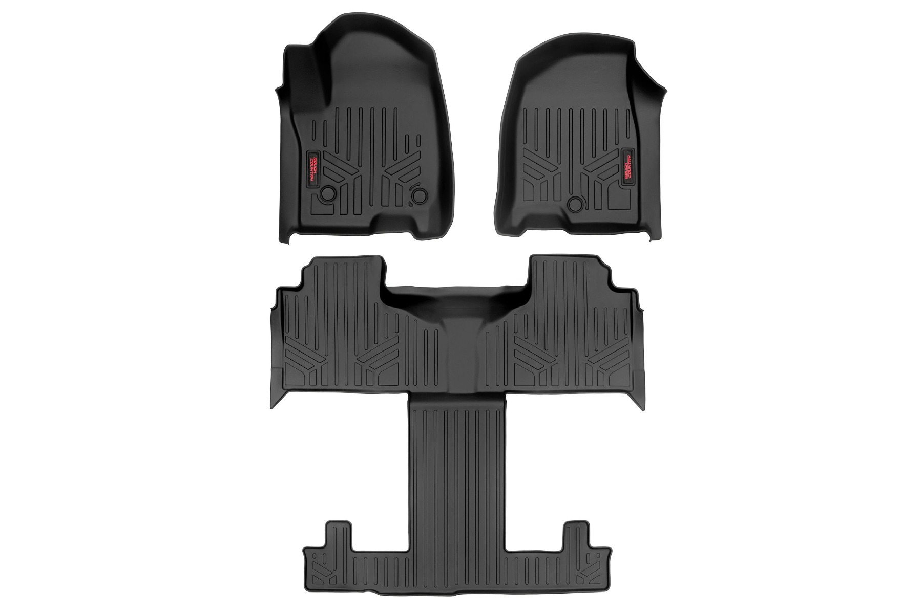 Rough Country Floor Mats FR & RR FR/RR Bucket Chevy/GMC Tahoe/Yukon 2WD/4WD (21-26)
