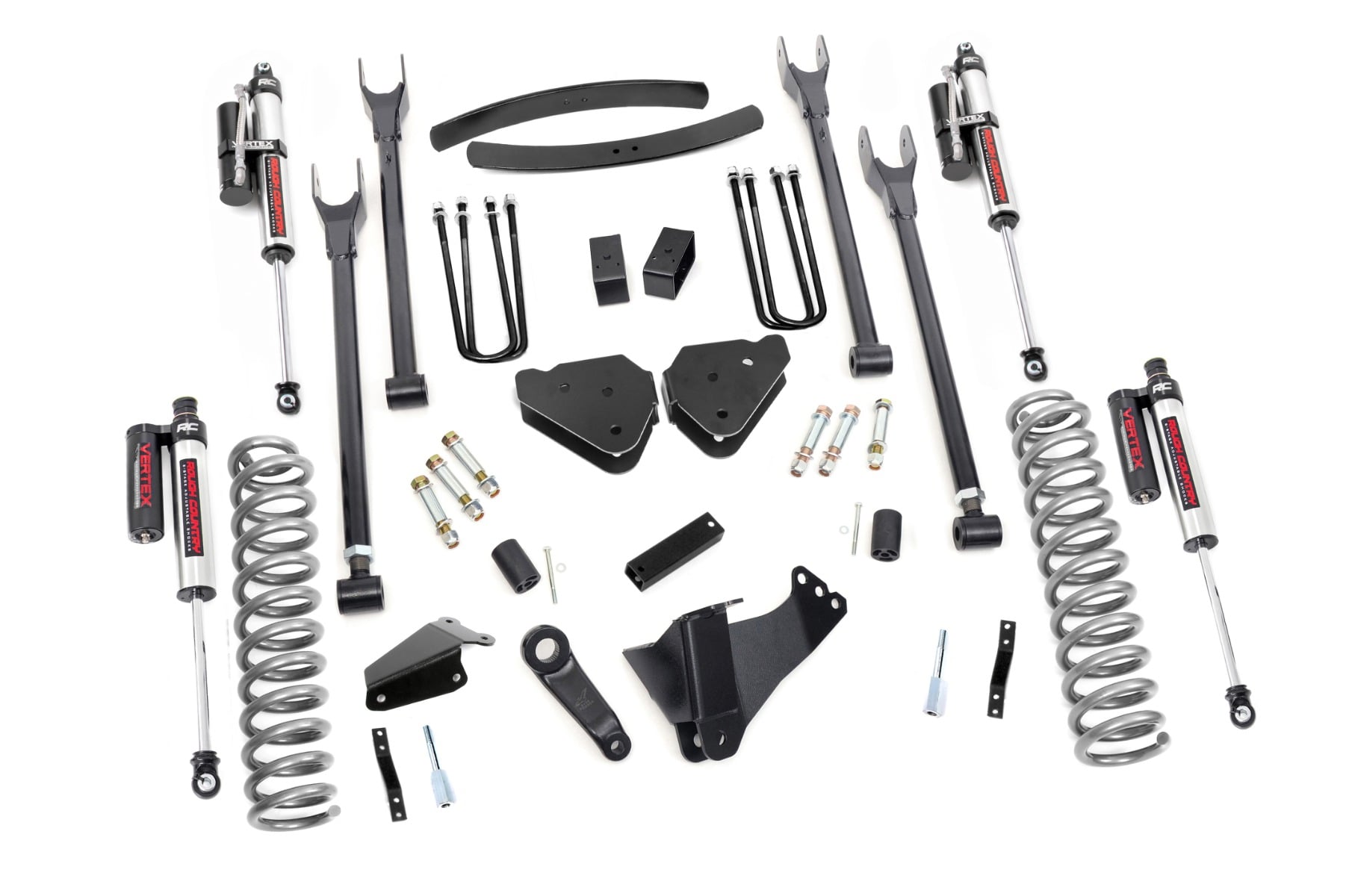 Rough Country 6 Inch Lift Kit Gas 4 Link No OVLDS Vertex Ford F-250/F-350 Super Duty (05-07)