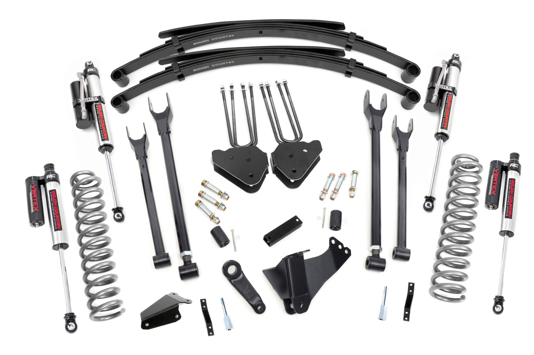 Rough Country 6 Inch Lift Kit Gas 4 Link RR Spring Vertex Ford F-250/F-350 Super Duty (05-07)