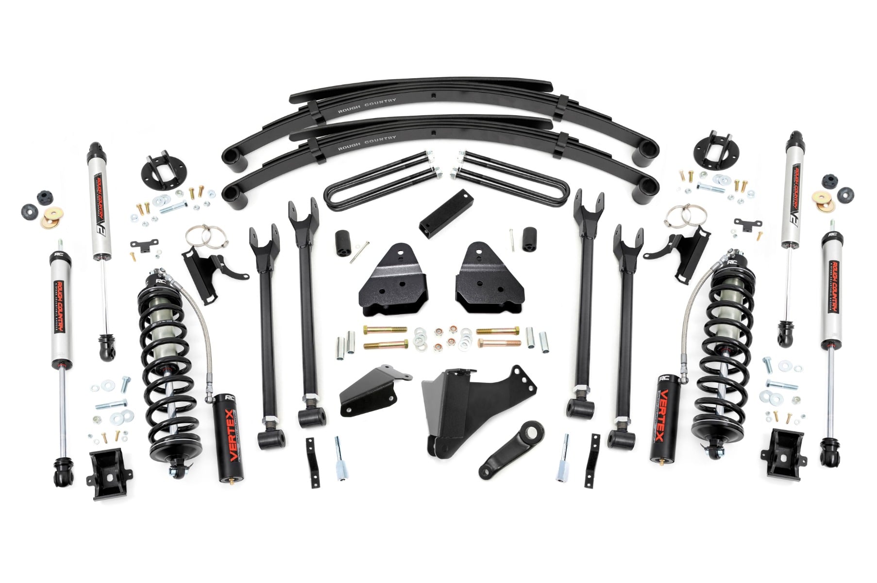 Rough Country 6 Inch Lift Kit Diesel 4 Link RR Spring C/O V2 Ford F-250/F-350 Super Duty (05-07)