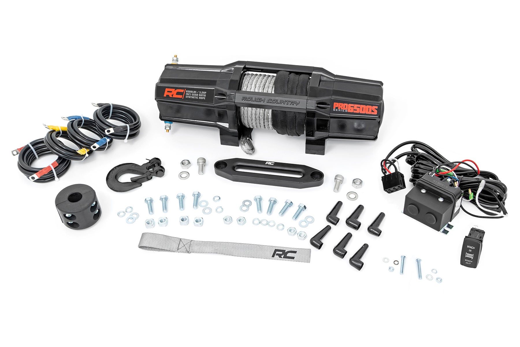 Rough Country 6500-LB Winch W/ Remote UTV Synthetic Rope