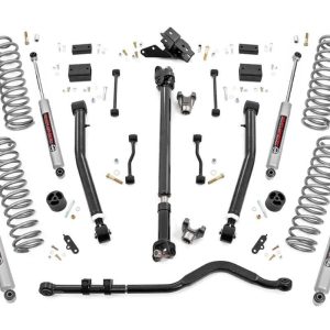 Rough Country 3.5 Inch Lift Kit Adj LCA FR D/S Jeep Wrangler JL Rubicon 4WD (18-23)