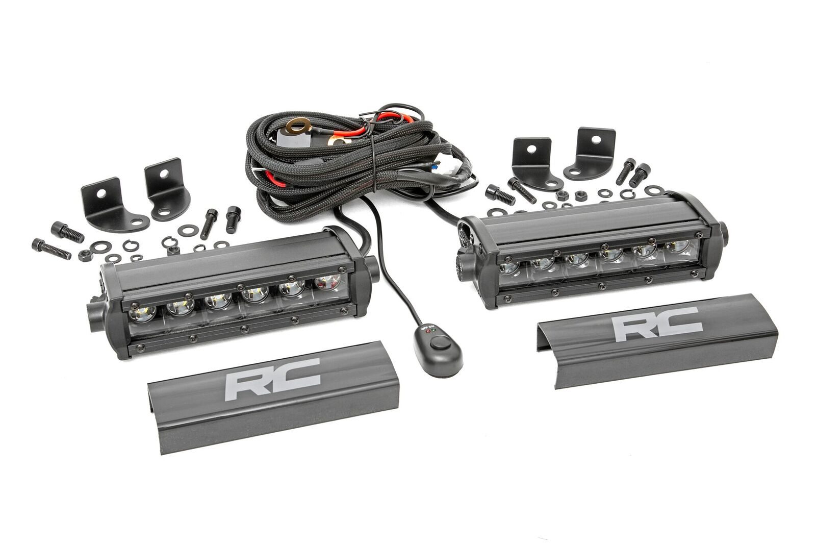 Rough Country 6 Inch Black Series LED Light Bar Single Row Pair
