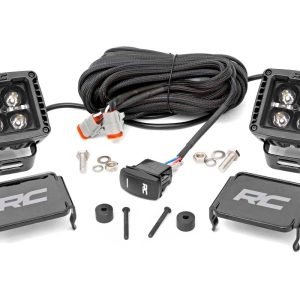 Rough Country LED Light Kit Cowl Mount 2″ Black Pair Amber DRL Jeep Gladiator JT/Wrangler JL (18-26)