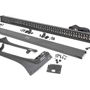 Rough Country LED Light Kit Windshield 50″ BLK Dual Row WHT DRL Jeep Gladiator JT/Wrangler JL (18-26)