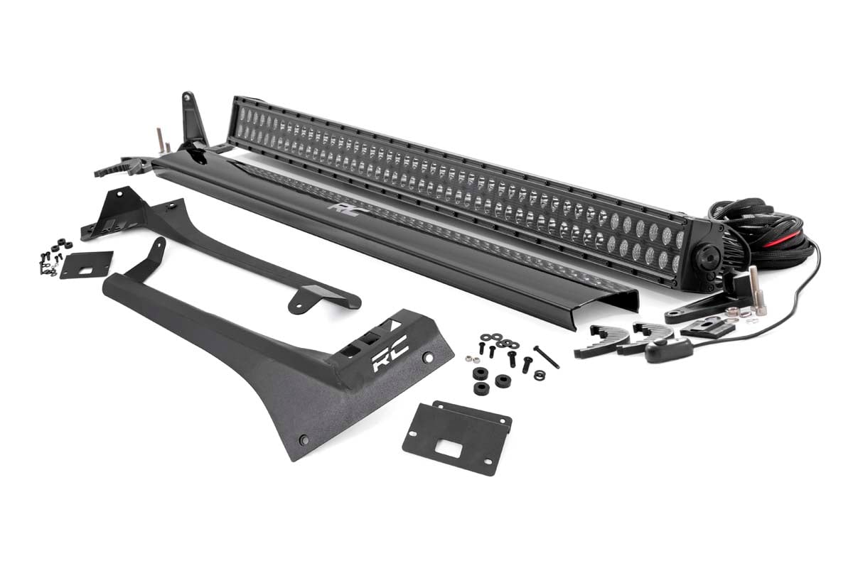 Rough Country LED Light Kit Windshield Mount 50″ BLK Dual Row Jeep Gladiator JT/Wrangler JL (18-26)