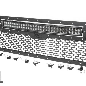 Rough Country Mesh Grille 30″ Dual Row LED Black White DRL GMC Sierra 1500 (14-15)