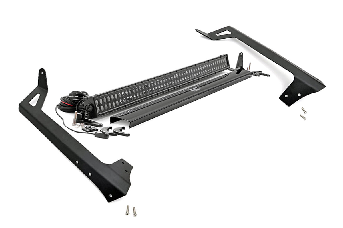 Rough Country LED Light Kit Windshield Mount 50″ Black Dual Row Jeep Wrangler JK (07-18)