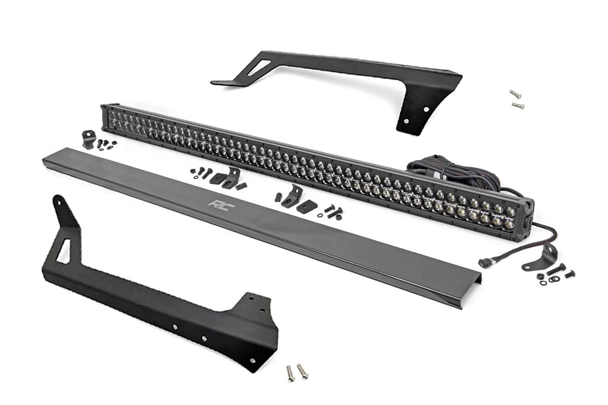 Rough Country LED Light Windshield Mnt 50″ Black Dual Row Amber DRL Jeep Wrangler JK (07-18)