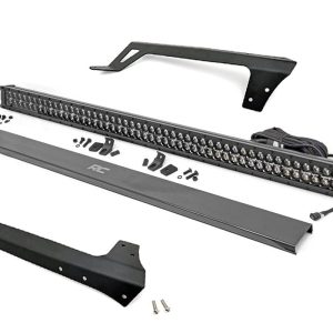 Rough Country LED Light Windshield Mnt 50″ Black Dual Row White DRL Jeep Wrangler JK (07-18)