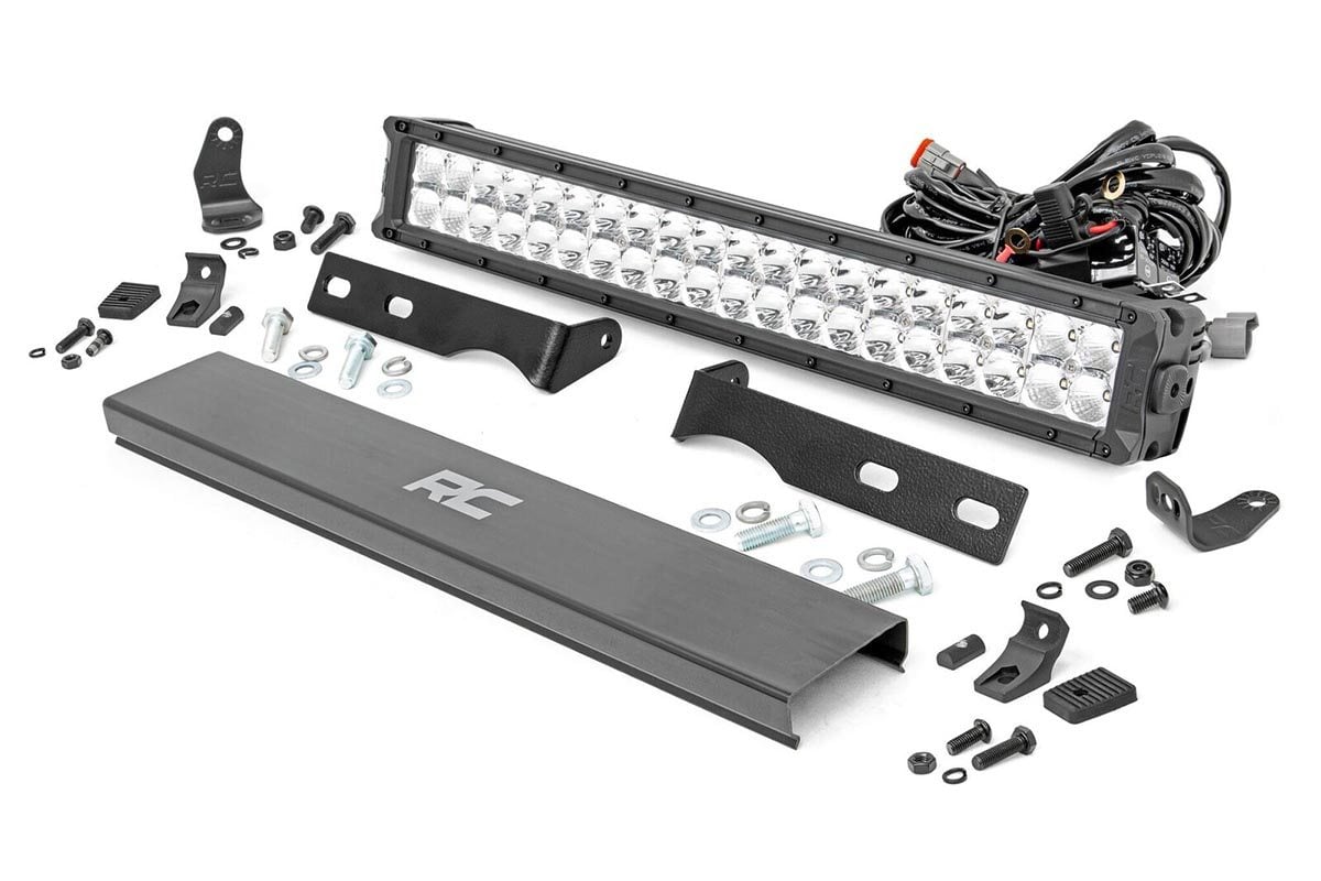 Rough Country LED Light Kit Bumper Mount 20″ Chrome Dual Row White DRL Jeep Grand Cherokee WK2 (11-20)