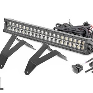 Rough Country LED Light Kit Bumper Mount 20″ Black Dual Row White DRL Ram 1500 (19-24)