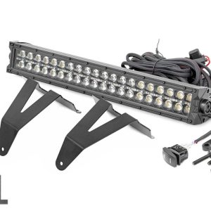 Rough Country LED Light Kit Bumper Mount 20″ Black Dual Row Amber DRL Ram 1500 (19-24)