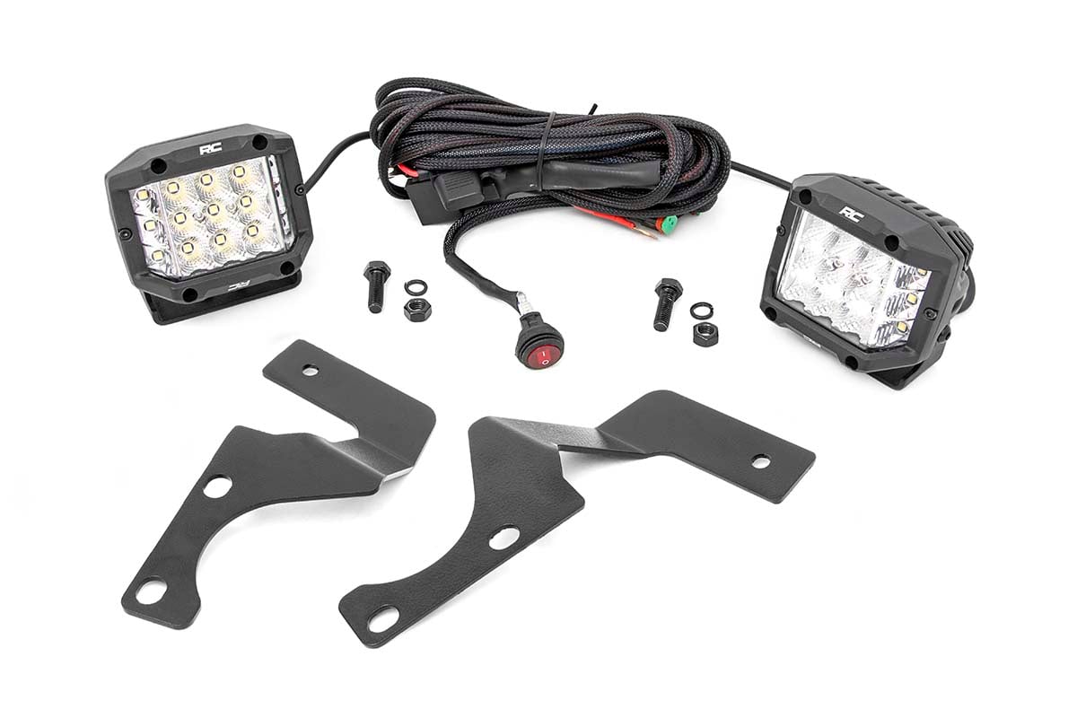 Rough Country LED Light Kit Ditch Mount 3″ Chrome Wide Angle Pair
