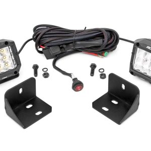 Rough Country LED Light Rear Cab Mount 3″ Chrome Pair Wide Angle Can-Am Defender HD 5/HD 8/HD 9/HD 10