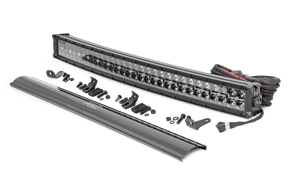 Rough Country 30 Inch Black Series LED Light Bar Curved Dual Row Amber DRL