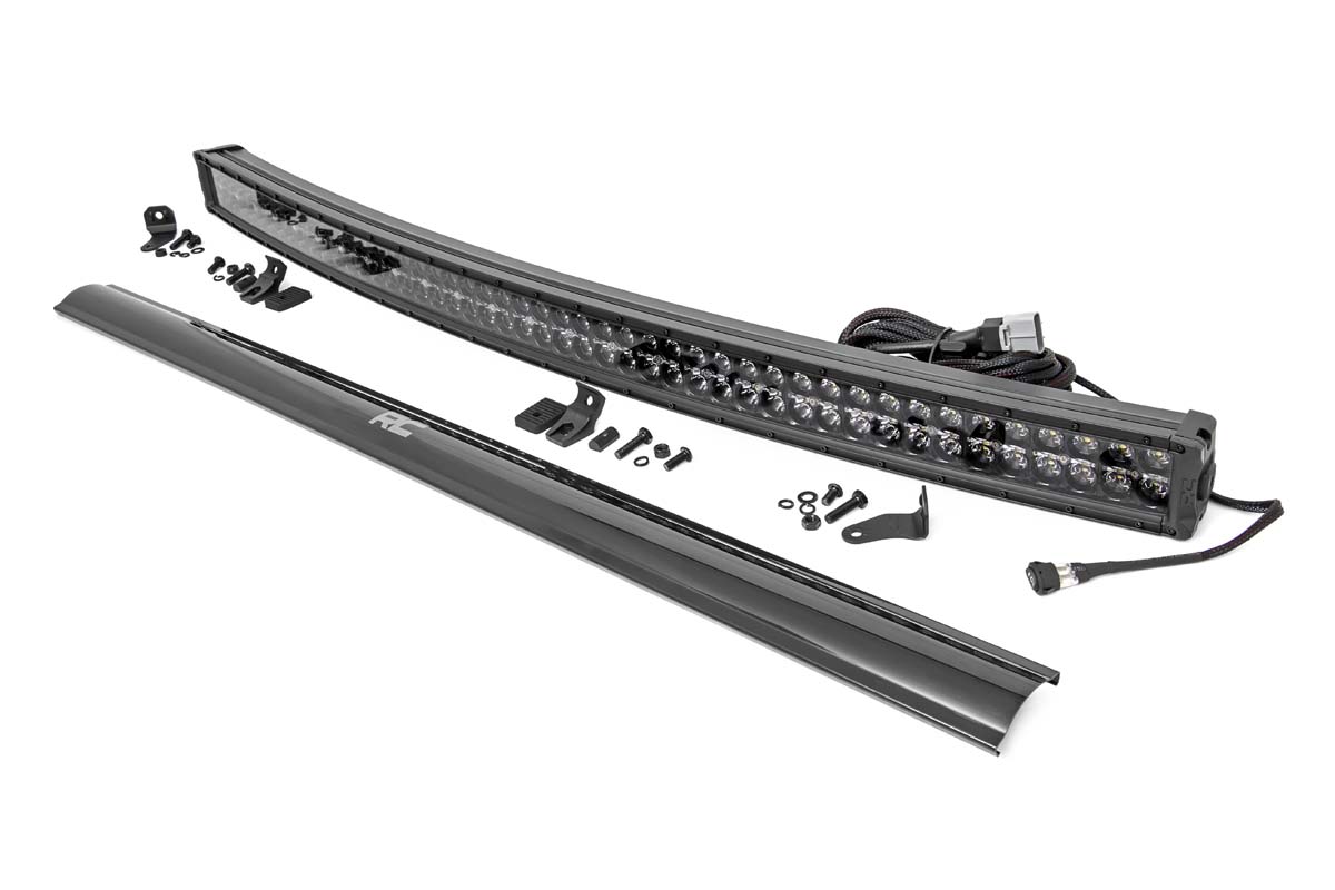 Rough Country 50 Inch Black Series LED Light Bar Curved Dual Row Cool White DRL