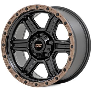 Rough Country 79 Series Wheel One-Piece Semi Gloss Black w/Bronze Ring 18x9 6x135 -12mm